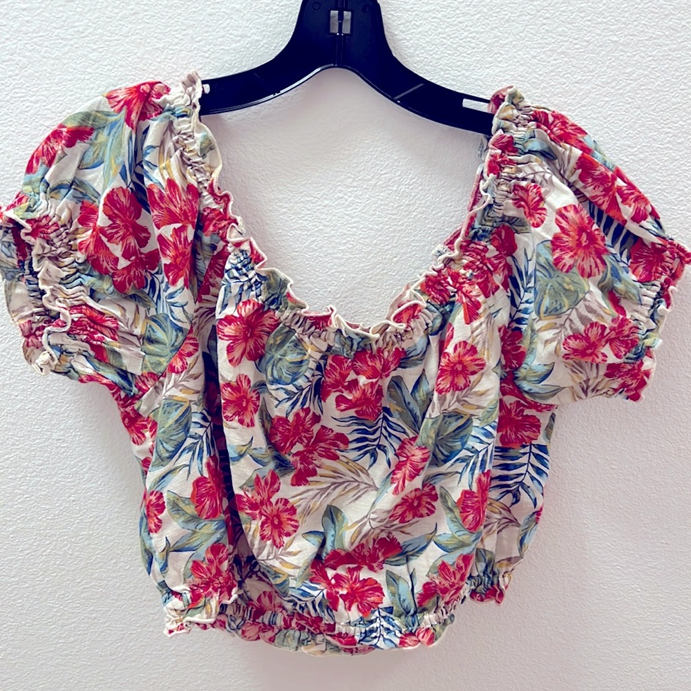 Floral Linen Crop Top